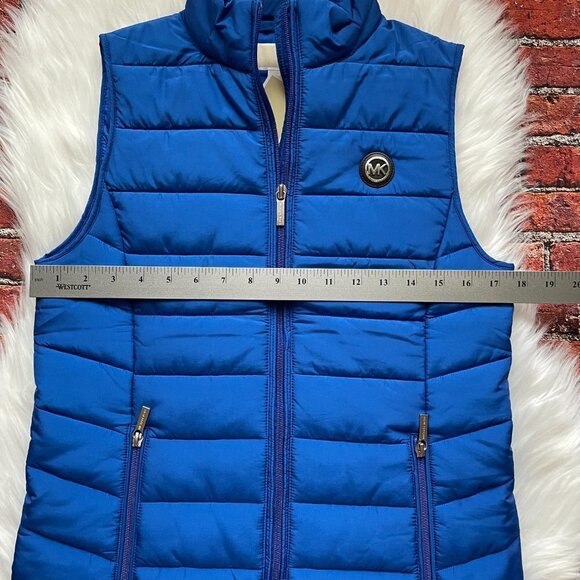 NWT! Michael Kors Blue Women's Puffer Vest XS - Picture 12 of 15